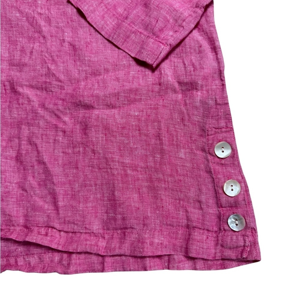 Tahari 100% Linen Button Front Top Size Small Fuc… - image 2